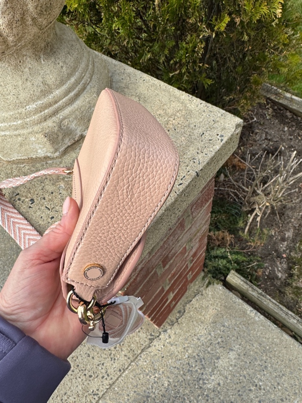Marc Jacobs Dusty Pink Pebbled Leather Crossbody with Patterned Strap - Picture 8 of 11